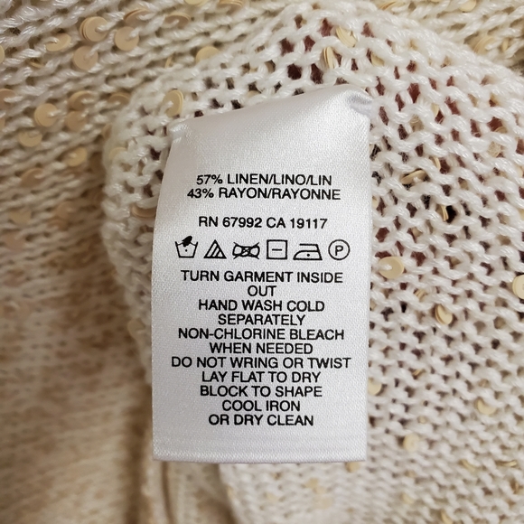 Sigrid Olsen Linen Hand Knit Sleeveless Blouse Sequin Embellished Size Medium - Picture 8 of 11